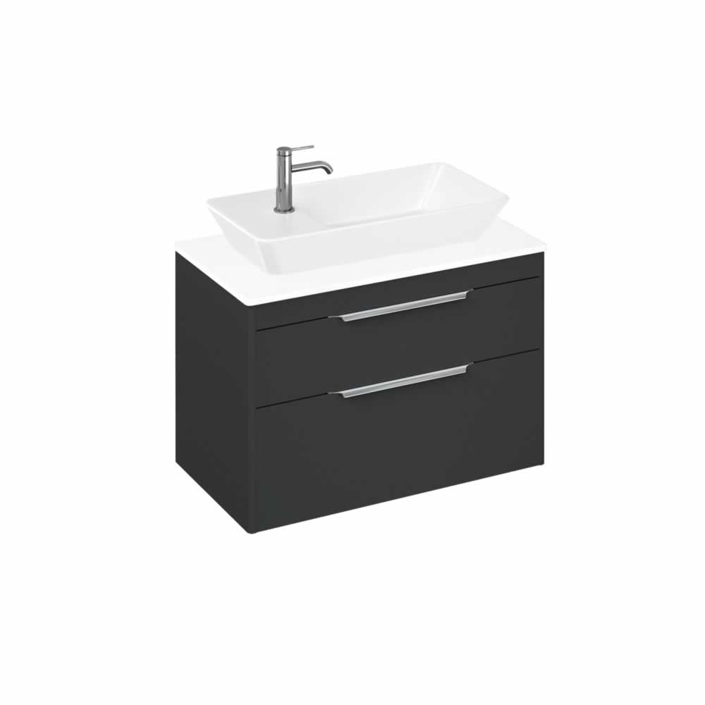 Shoreditch 85cm double drawer Matt Grey with White Worktop and Yacht Countertop Basin